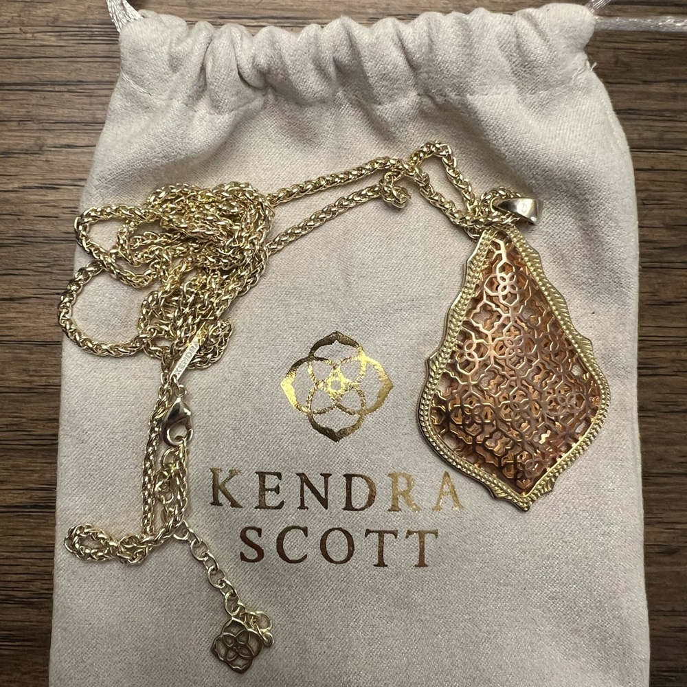 KENDRA SCOTT • Gold Filigree Aiden Long Necklace gently used condition